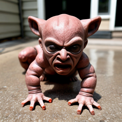 Baby crawler MUTANT DEFORMED grotesque EXPIREMENT UGLY GROSS DISGUSTING OUTSIDE SURROUNDING A HOUSE