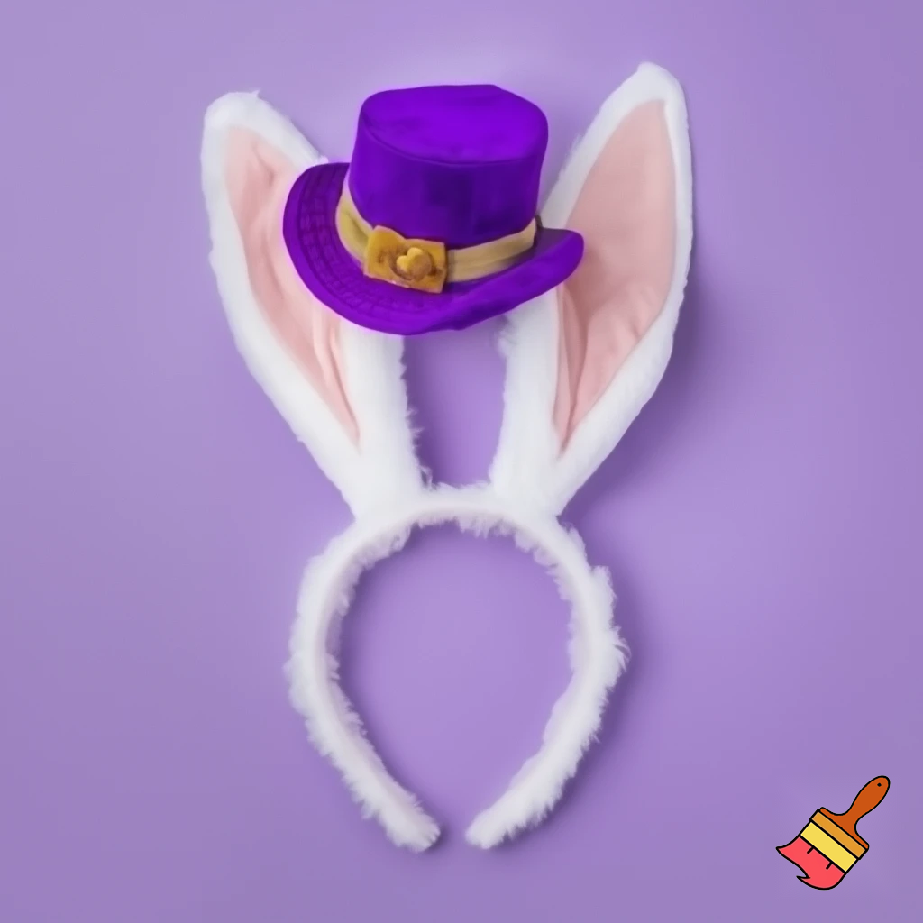  Purple and white Easter bunny headband top hat headband with gold