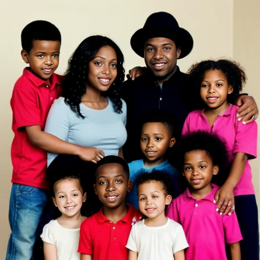 family of 6 without a wife black family 5 kids and dad 