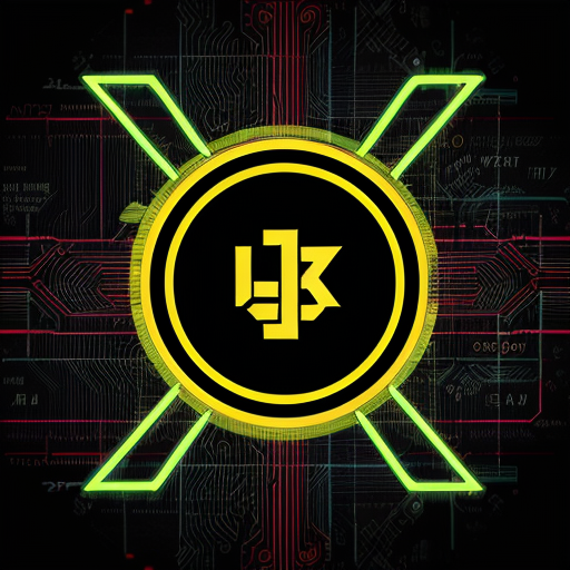 Logo JUPS in yellow color. Cyberpunk style.