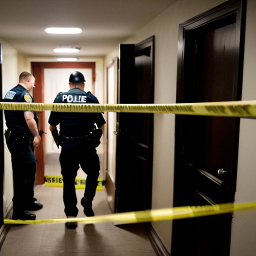 POLICE ENTERING BASEMENT, FLASHLIGHT SCANNING ROOM, CRIME SCENE TAPE