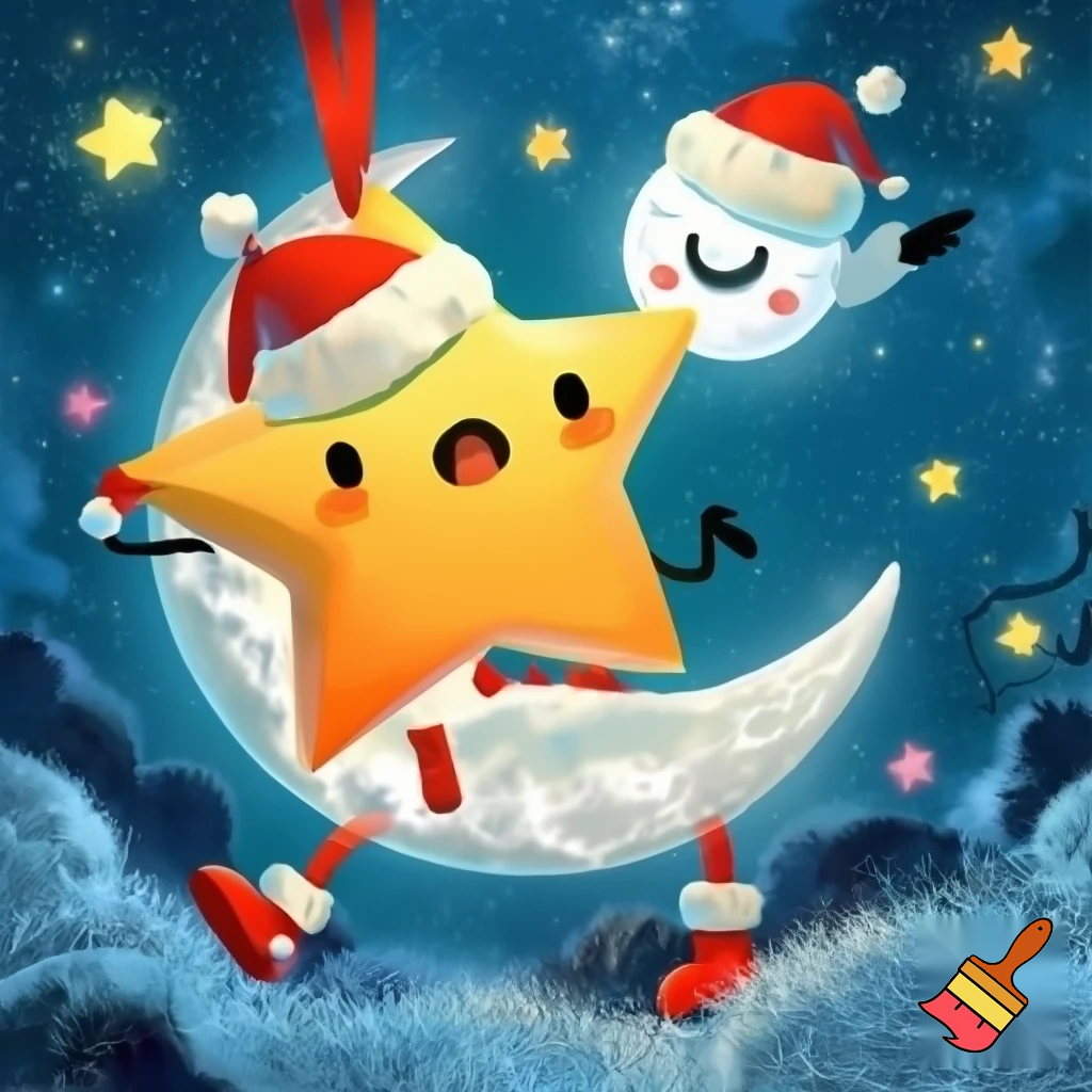 Star and the moon christmas cartoon