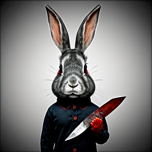 rabbit, red eyes, knife