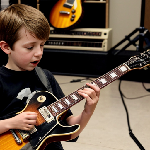 A Kid Plays A Gibson Les Paul