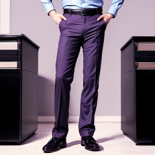 a anime tall guy with black hair purple eyes business pants anime.

 