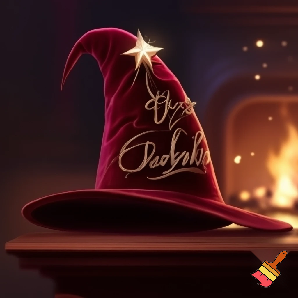 Christmas wizard hat written and velvet Bailey Tolly name on his message