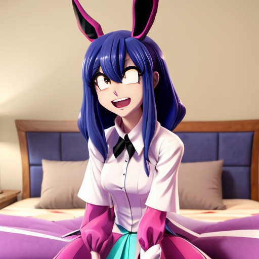 Angel dust from Hazbin hotel on a bed being pinned hes panting and breathless and desperate.