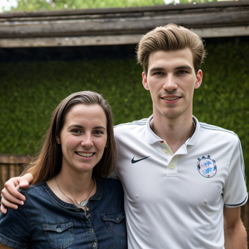 Goretzka and Vanessa at the backyard 