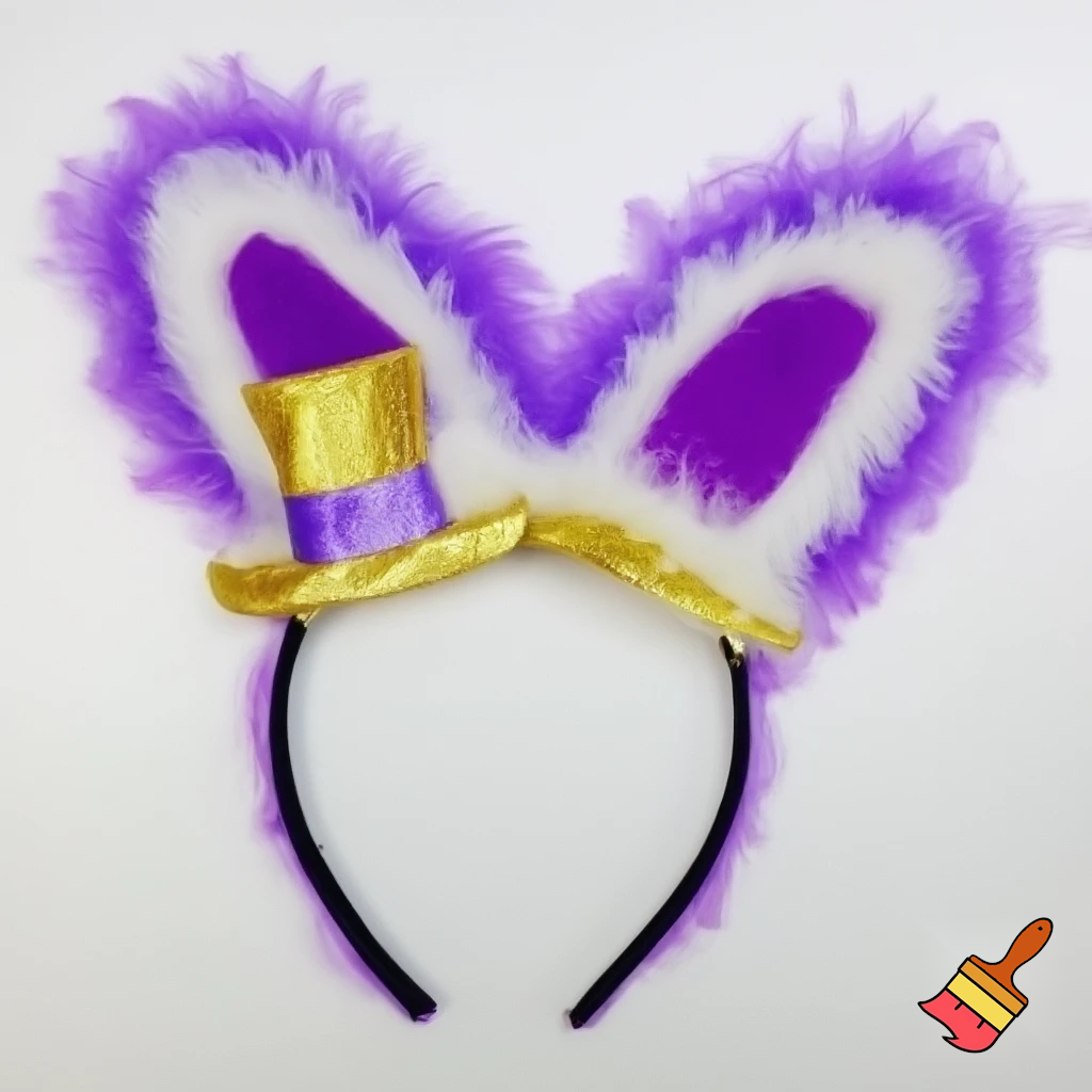 Easter bunny top hat headband, purple, purple and white with gold top hat