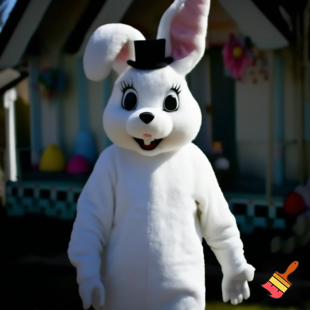 Easter bunny mascot costume top hat Easter only sells house