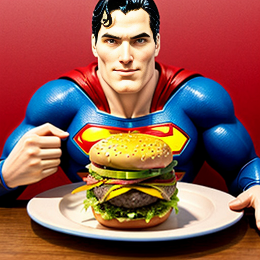 superman eating a burger