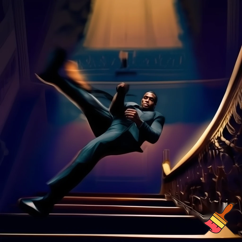 p didy falling down stairs