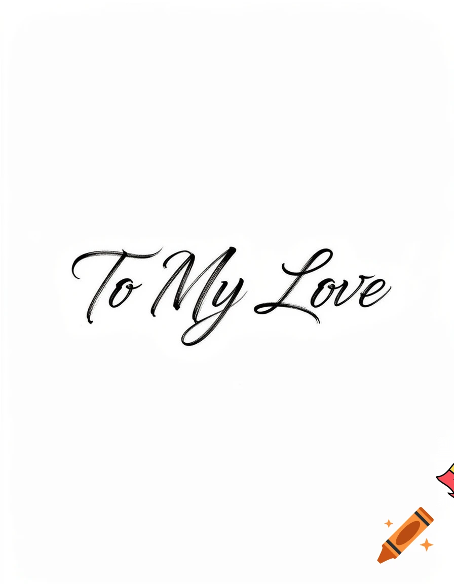 black and white manga title page, hand-drawn lettering, romantic typography, text reading “To My Love”, elegant brush ink style, soft emotional feeling, Japanese manga aesthetic, clean white background, no characters, no color