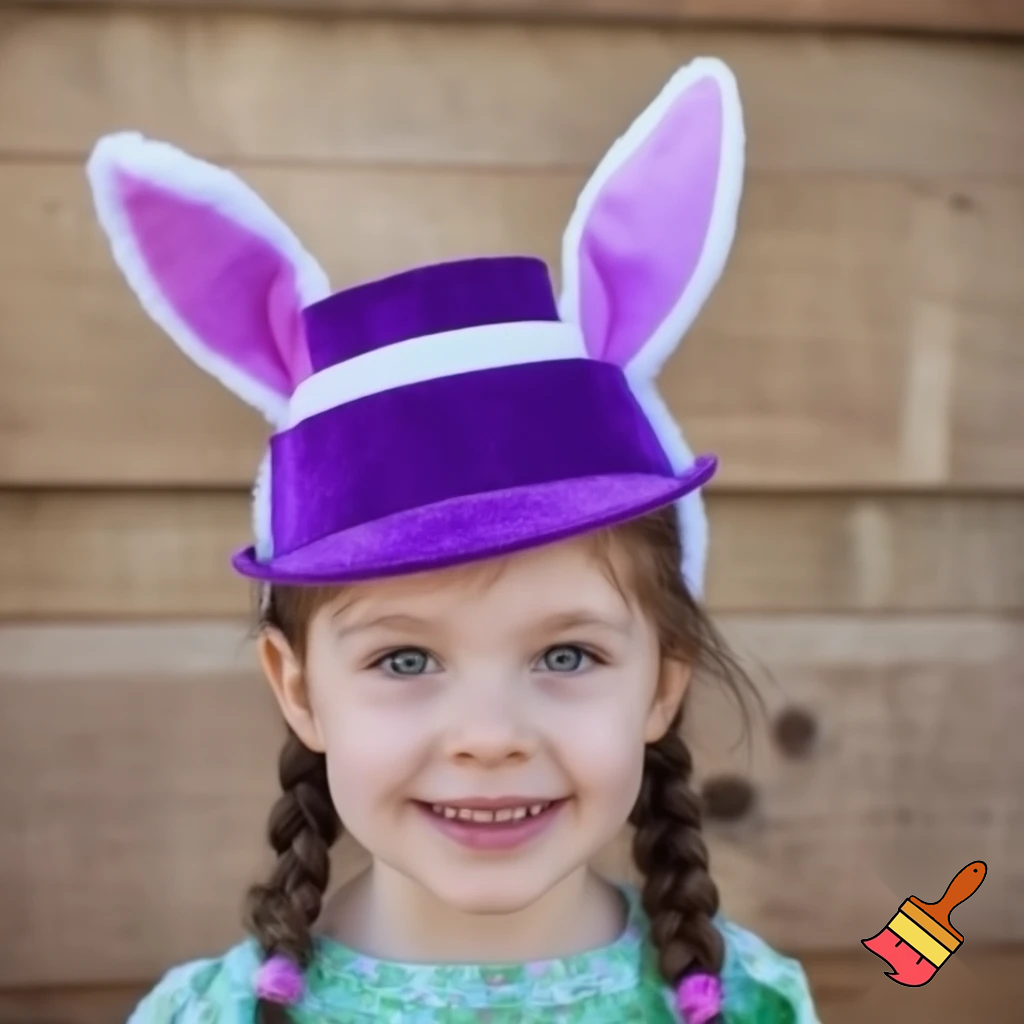 Easter bunny headband, top hat, Easter hat headband, top hat, purple and white, purple and white velvet top hat