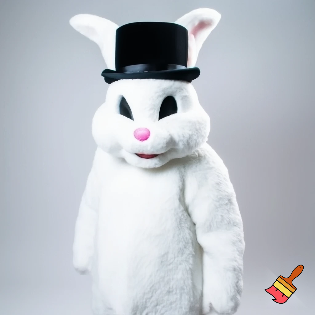 Easter bunny mascot costume top hat mascot costume white