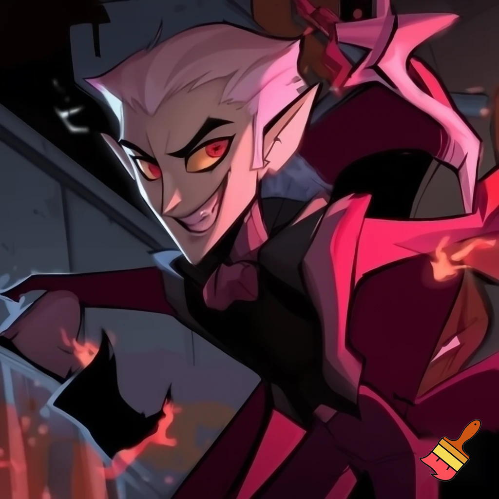 Percival from Vox Machina in the cartoon style of hazbin hotel 