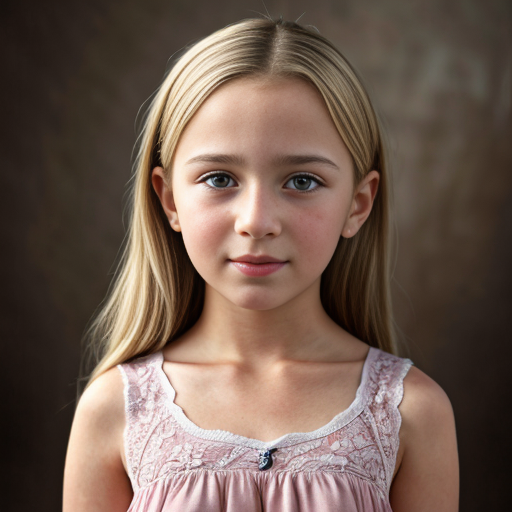 Turkish little girl, at age 12, blonde hair, dress