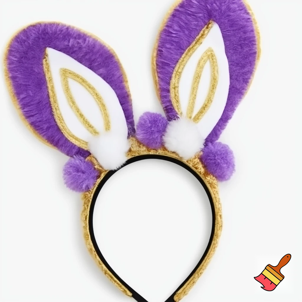  Easter bunny top head headband, purple and white and gold
