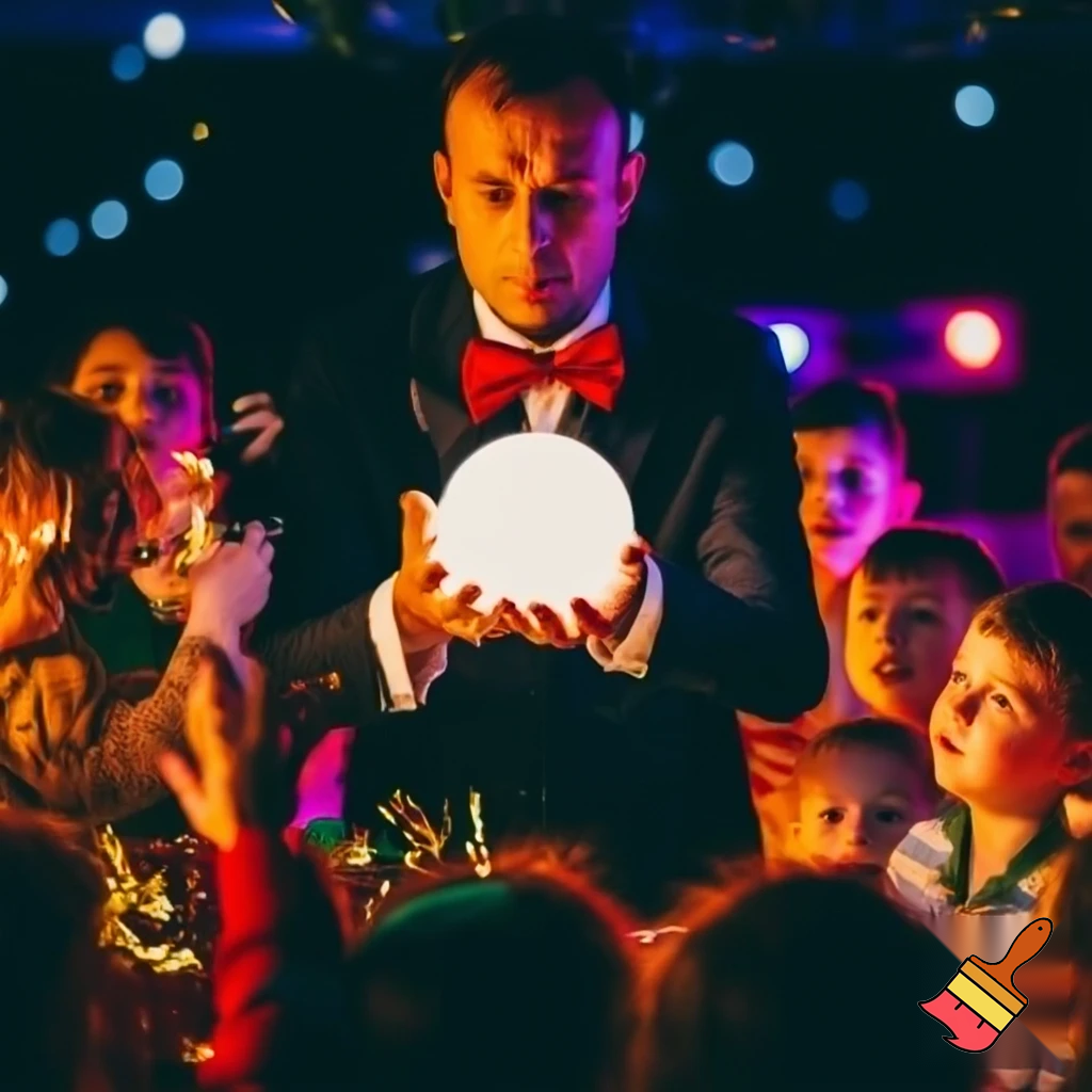 Magic magic Christmas magician an adult kid an adult kid