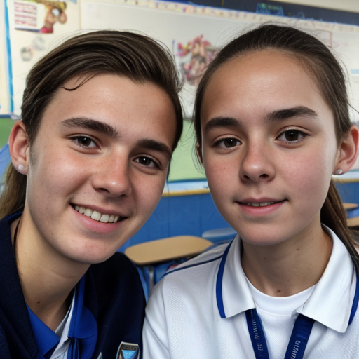 Goretzka and Vanessa at the school 