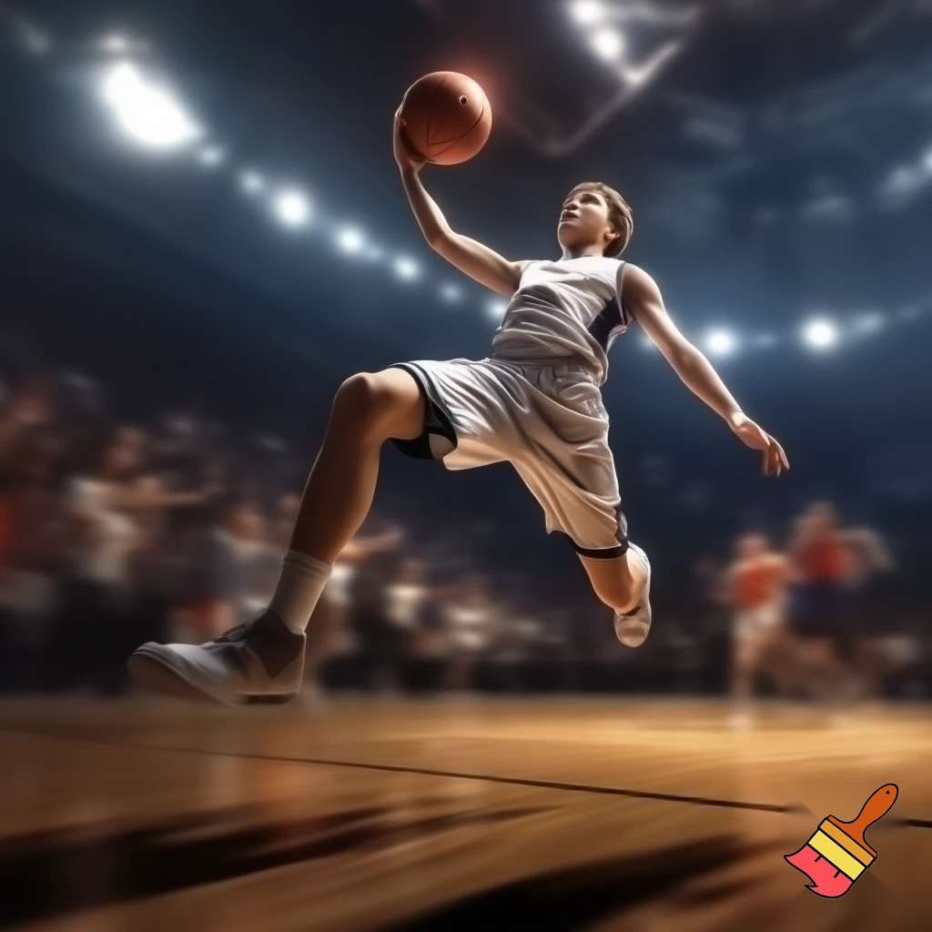 behind white teenage basketball players making a game winning three pointer