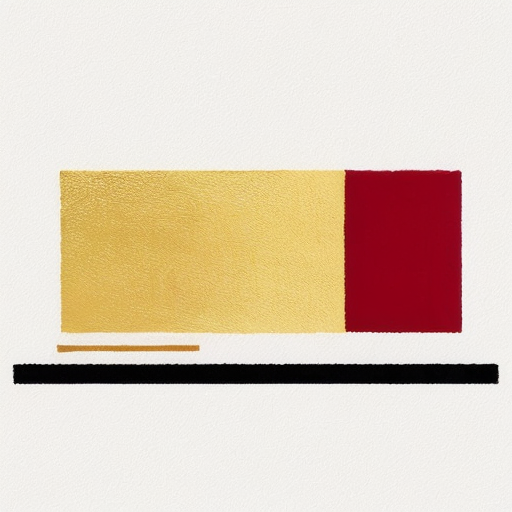 A minimalist painting inspired by Jean-Michel Basquiat, depicting the iconic façade of the Palace Hotel in Barcelona. The scene suggests a romantic wedding atmosphere with a couple symbolized through abstract figures and simple lines. Use expressive brushstrokes, raw textures, and a limited color palette (black, white, red, and gold). Incorporate subtle crown motifs and handwritten-style elements. The composition should feel elegant yet spontaneous, simple but striking.