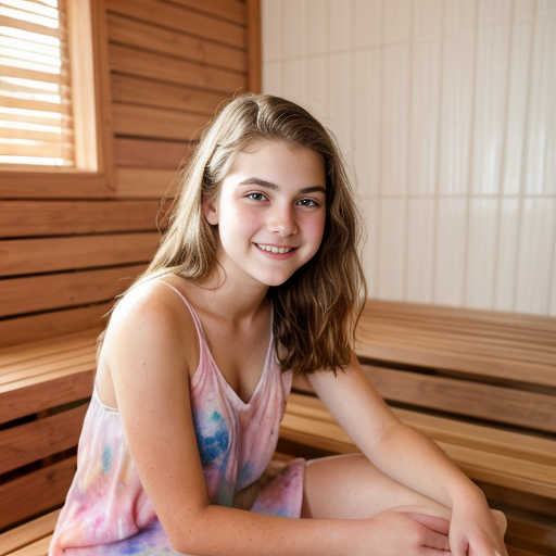 Young teen in ethereal pastel watercolor, capturing a youthful, hopeful spirit, with soft lighting and delicate brush strokes. bastu, sauna