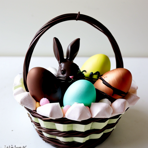 Easter egg basket, chocolate Easter egg basket Easter bunnies, chocolate