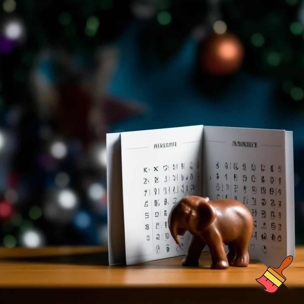 Open calendar, the Alpine calendar calendar, chocolate elephant calendar Christmas Christmas