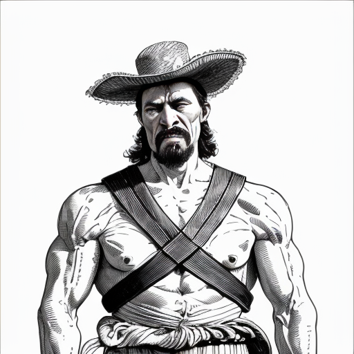 Illustration of a muleteer (arriero) from Don Quixote.
Rough man, strong, angry expression.
Simple rural clothes, muscular arms.
17th century Spain.
Classic illustration style, dramatic but educational.
White background for infographic.

