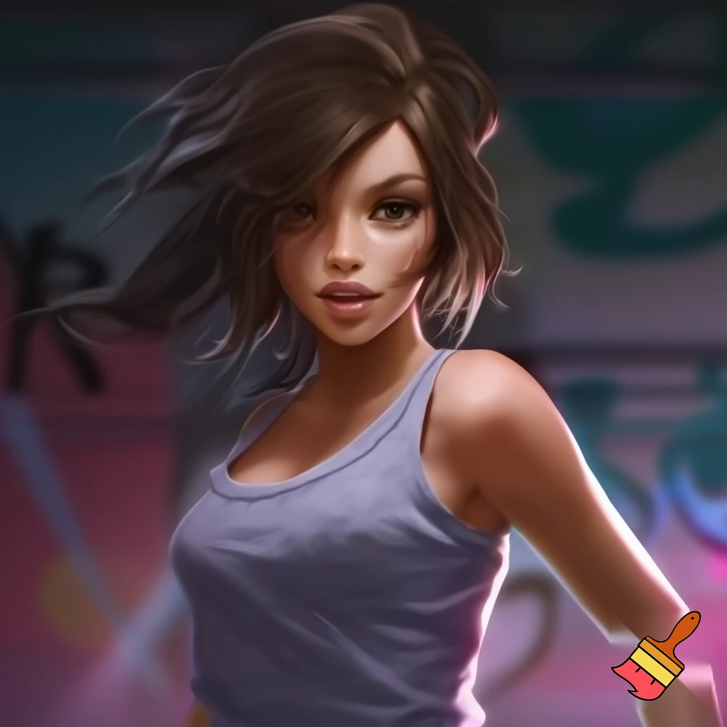 full body view of teenage girl in a tank top