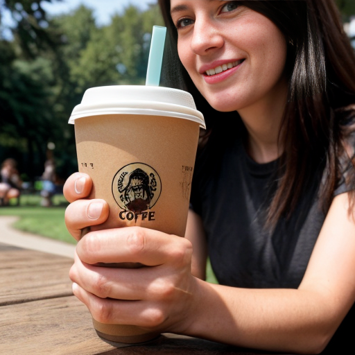 Goretzka drink coffee and Vanessa drink coffee at the park 