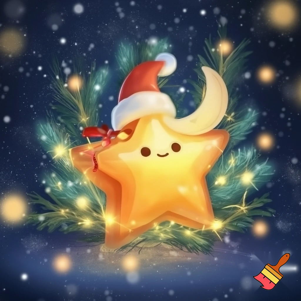 Star and moon christmas cartoon