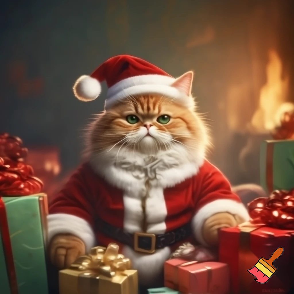 cat santa claus