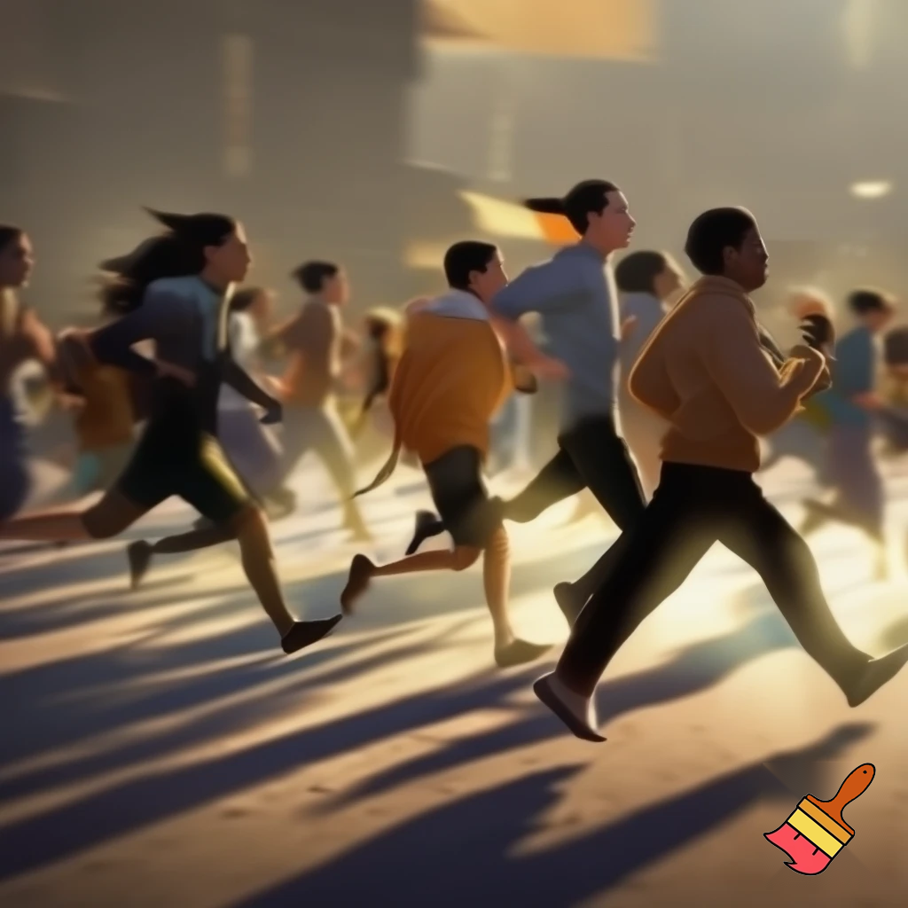 People running in the place