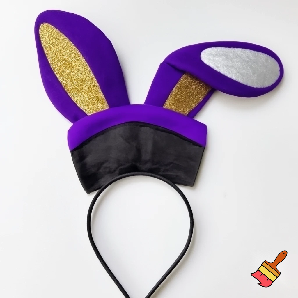 Easter bunny top hat headband, purple and white gold and silver top hat black purple dark purple