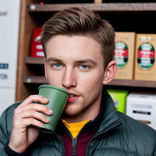 generwate an image of conor macmanus from ireland brown hair 5 ft 6 and from blackrock colage and with a blue quater zip first year driving a ferrrari car no helmet still wearing the blue quater zip wereing a quaterzip drinking matcha from a starbuck cup 13 year old but put it all on a big cargo ship



