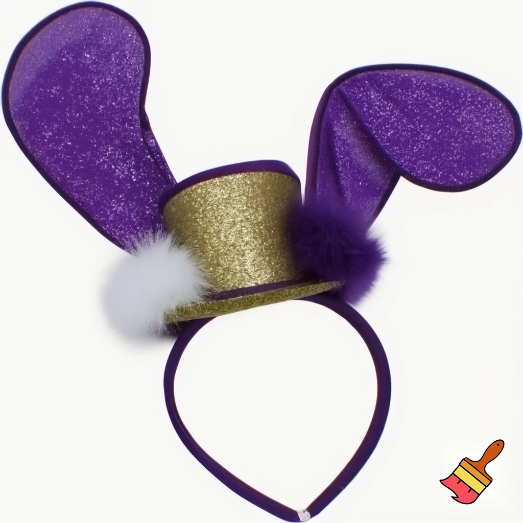 Special top hat headband Easter headband with rabbit, ears, purple and white purple and white with glitter velvet golden purple and white with glitter