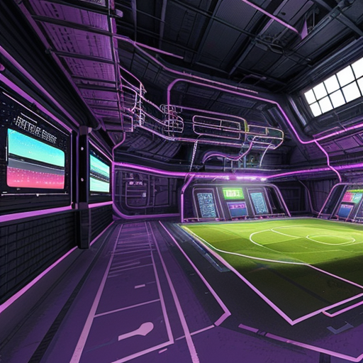 cyber-punk space soccer field