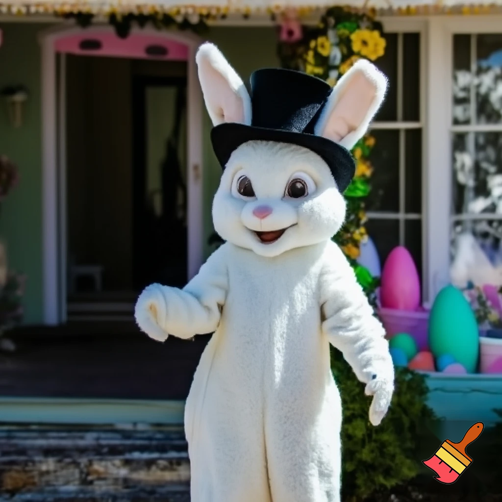 Easter bunny mascot costume top hat Easter only sells house