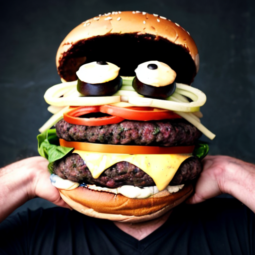 evil angry burger man scary