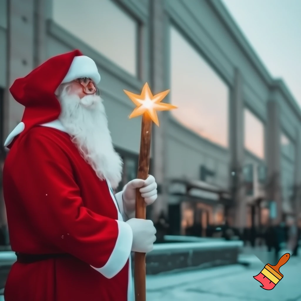  Santa Claus, Russia walking stick with a star shopping centre