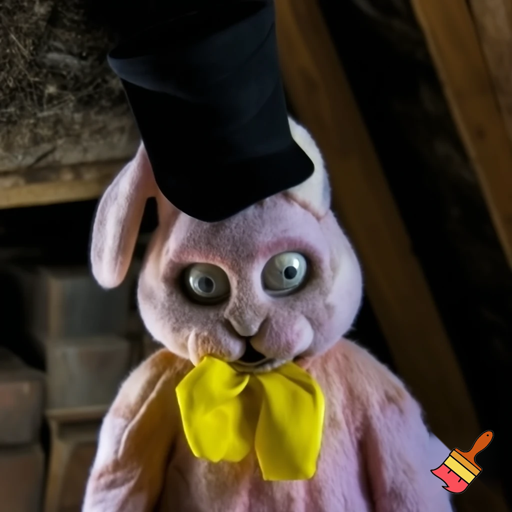 Easter bunny mascot top hat costumes🏰🚪 Easter bunny creepy toy