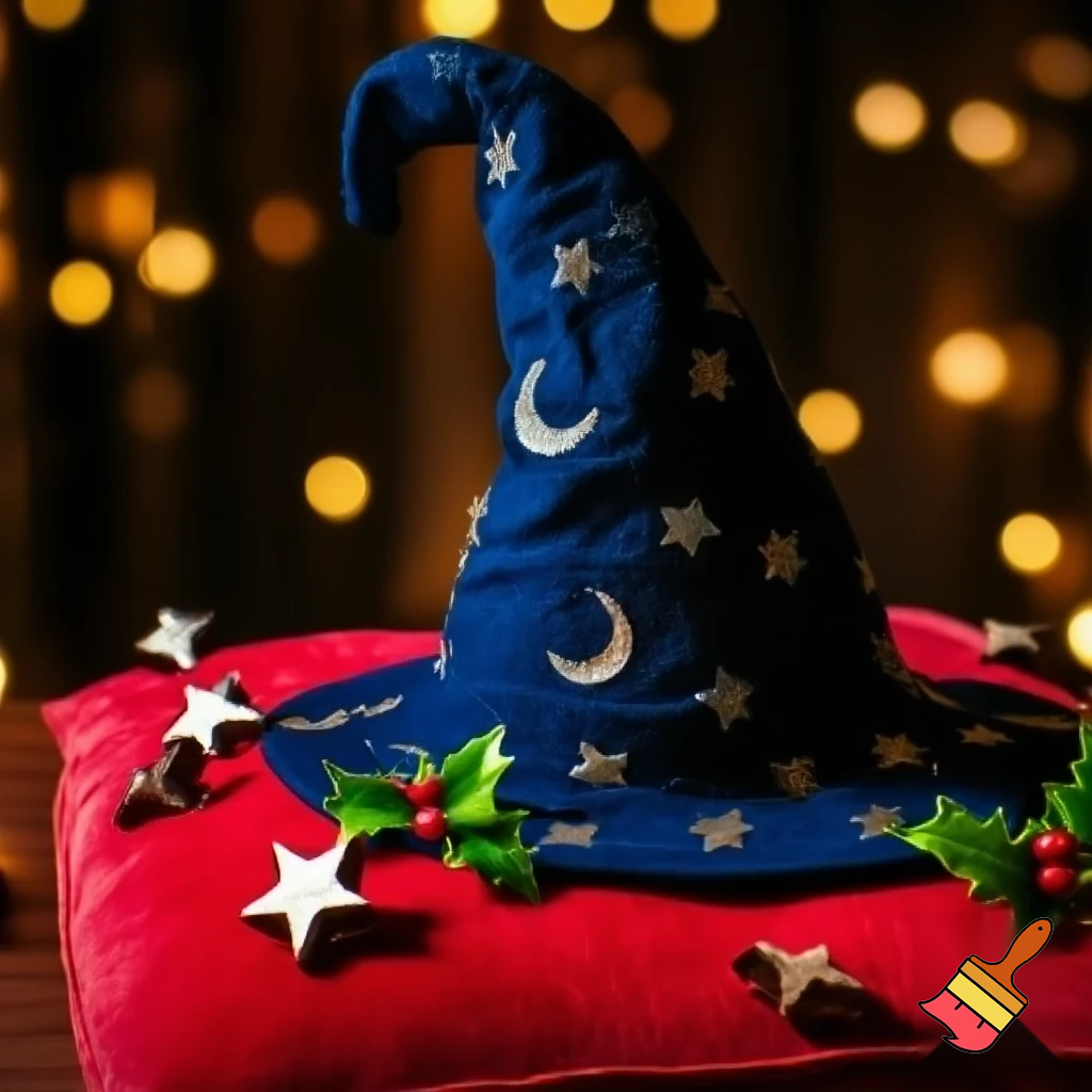 Christmas wizard hat stars and means read a Christmas hat
