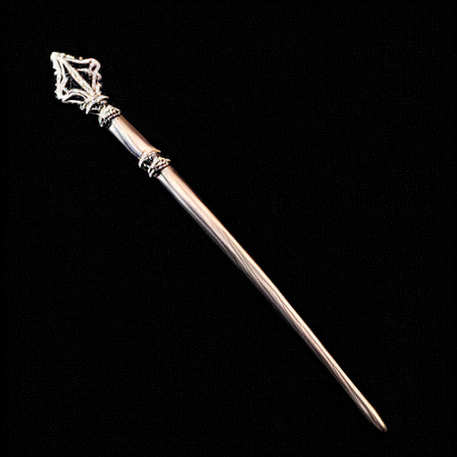 silver and white mystical wand on a solid black background
