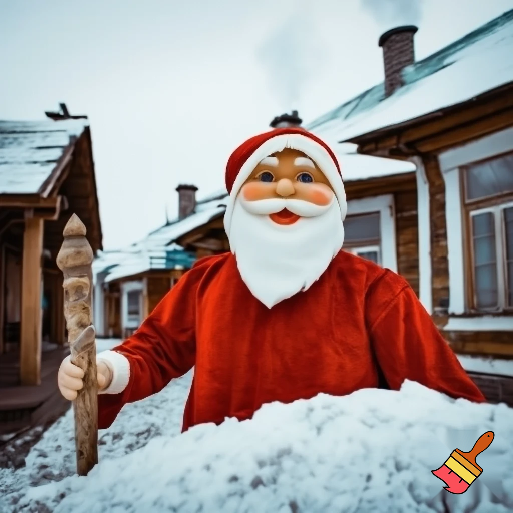 Santa Claus, Russia walking stick with the start