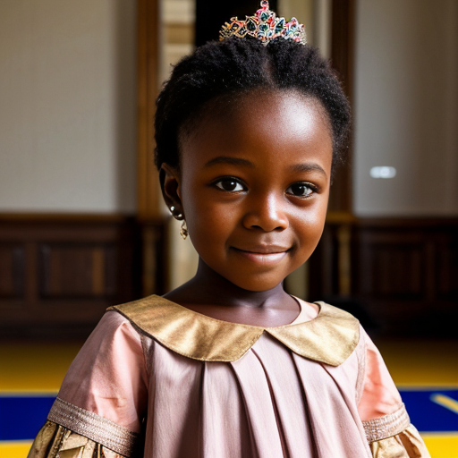 Ugandan little girl, at party dress, very beautiful princess, on the court room