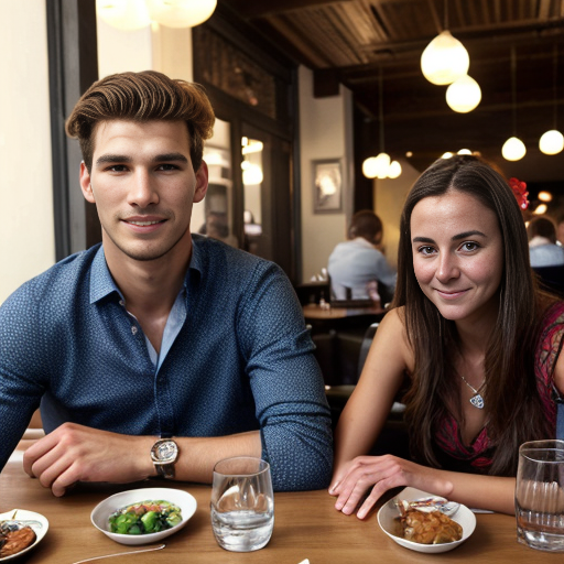 Goretzka and Vanessa at the restaurant 