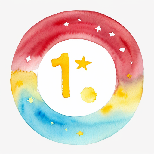 Vertical toddler learning visual, very large bold rounded number 1 centered, bright red background, soft floating yellow stars and small dots in background, gentle glow, flat cartoon style, child-friendly, clean minimal design, no objects, no text, no shadows, high contrast