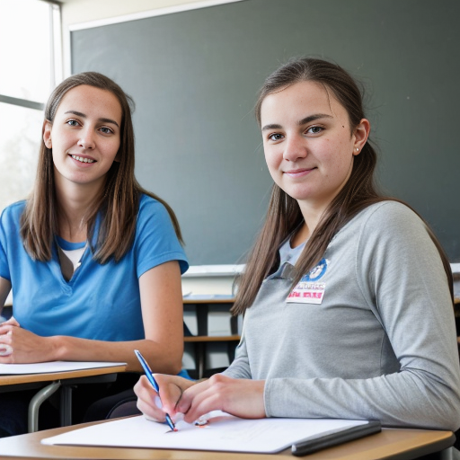 Goretzka and Vanessa at the classroom 